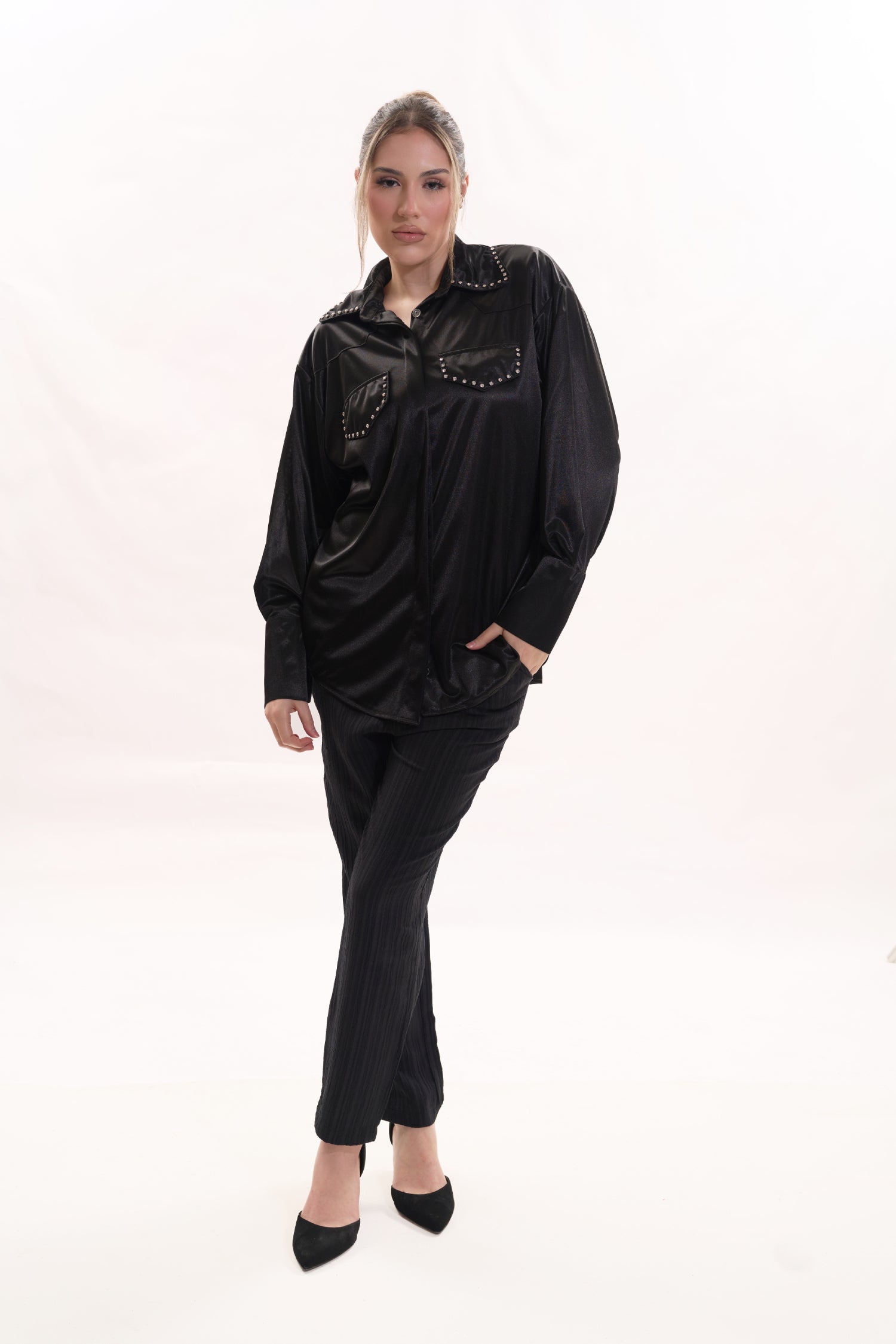 ESSENCE LONG SLEEVE SILK BLOUSE